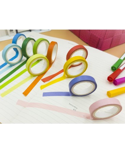 10x Washi Tape Regenboog - Gekleurde Decoratie Masking Plakband Afplak Tape Stickers Assortiment