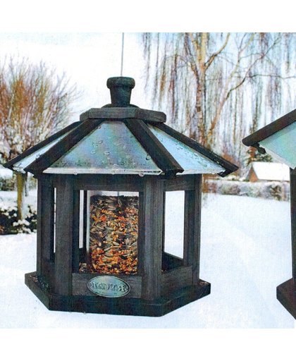 Vogelvoederhuis zeskant met ingebouwde zadensilo