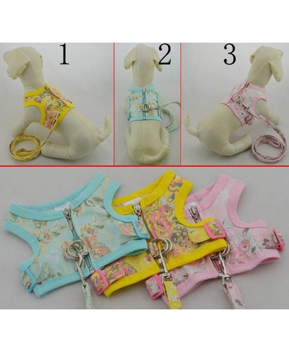 Honden riem harnas in verschillende kleuren - Licht blauw - M (lengte rug 27 cm, omvang borst 36 cm, omvang nek 28 cm)