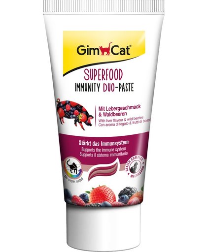 GimCat Superfood Immunity DuoPaste Lever & Bosbessen - Kat - Snack - 1 x 50 gr