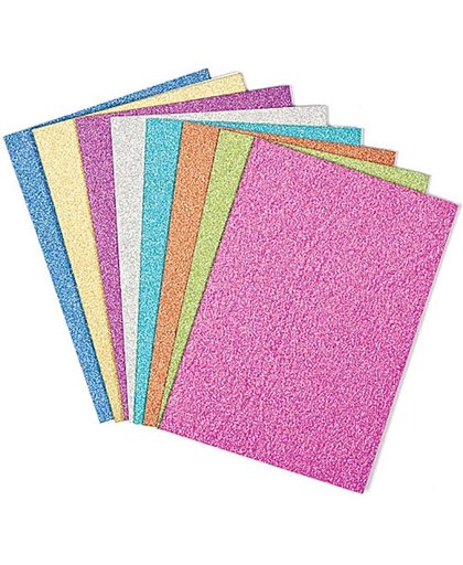 Glitterkaarten - knutselmateriaal voor kinderen en volwassen voor scrapbooking decoupage en decoraties versieren (8 stuks)