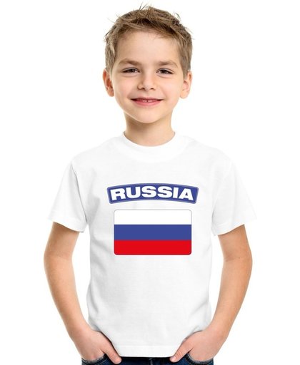 Rusland t-shirt met Russische vlag wit kinderen XS (110-116)