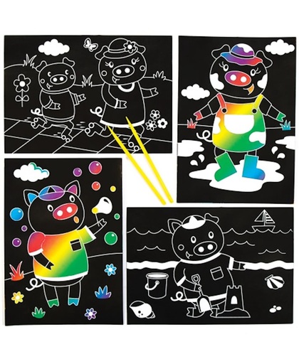 Kraskunst met varkens die kinderen kunnen ontwerpen, maken en tonen – creatieve afbeeldingenknutselset voor kinderen (6 stuks per verpakking)