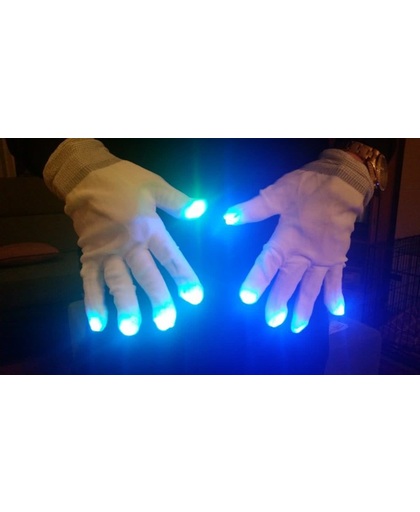 Handschoenen paar met ledlampjes in vingertoppen in gemengde kleuren - wit