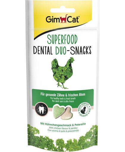 GimCat Superfood Dental DuoSnacks Kip & Peterselie - Kat - Snack - 40 g