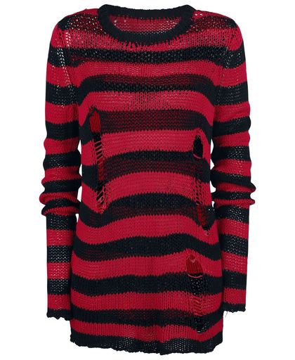 Forplay Freddy&apos;s Destroyed Stripe Sweater Gebreide trui zwart