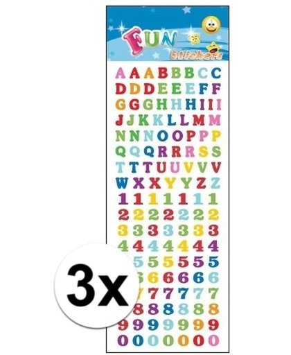 3x Stickervel letters en cijfers