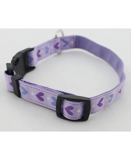Honden halsband lila met print - M halsband 28-36 cm