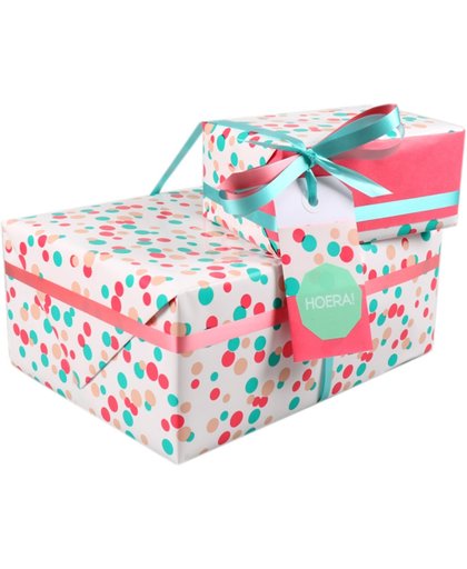 LOVLY® Cadeaupapier, 30cm, 200m, 80gr/m², Confetti, roze