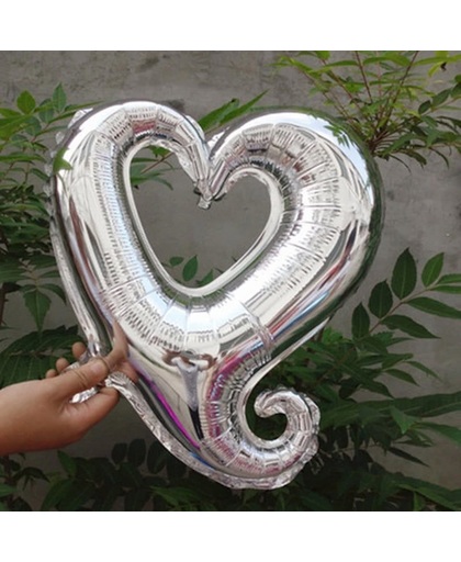 45 cm zilveren open hartvormige folie ballon van hoge kwaliteit