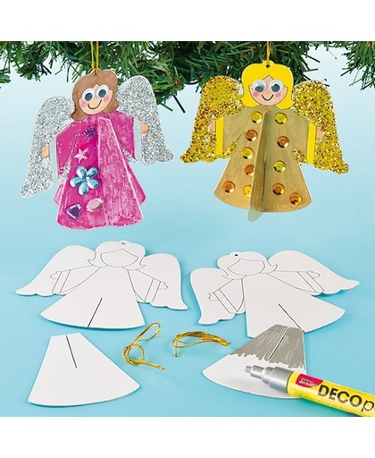 Hangende versiering 3D engel - maak ontwerp je eigen hangdecoratie - creatieve knutselpakket voor kinderen voor Kerstmis (10 stuks)