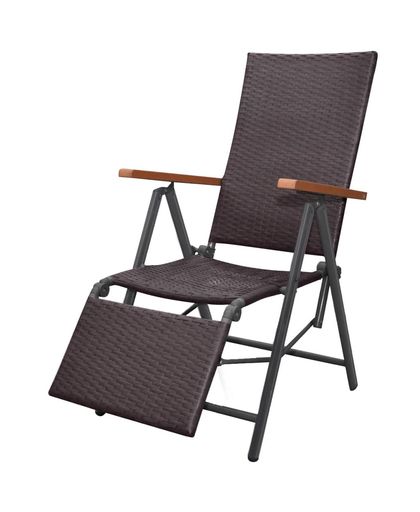 Ligstoel verstelbaar 55x65x106 cm poly rattan bruin