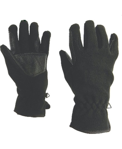 Handschoenen zwart XL fleece met kunstleren stukken
