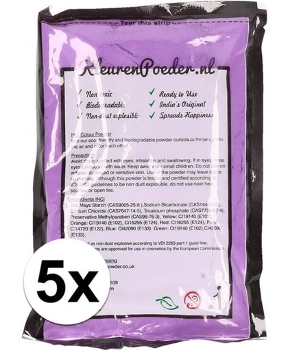 5x Holi kleurpoeder paars