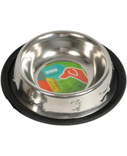 Honden voederbak of drinkbak 250ml RVS met relief