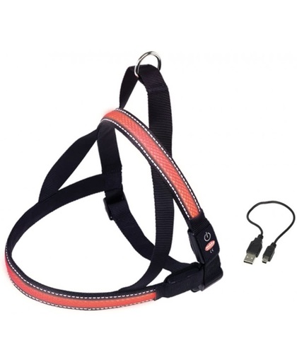 Nobby Verlicht Tuig - Hond - Oplaadbaar - Buikband: 80 tot 100 cm - Borstband: 56 cm - Rood