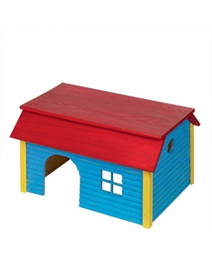 Nobby huisje vierkant hout blauw 39 x 29 x 22,5 cm - 1 st