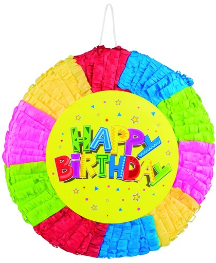 Ronde Happy Birthday pinata - Feestartikel