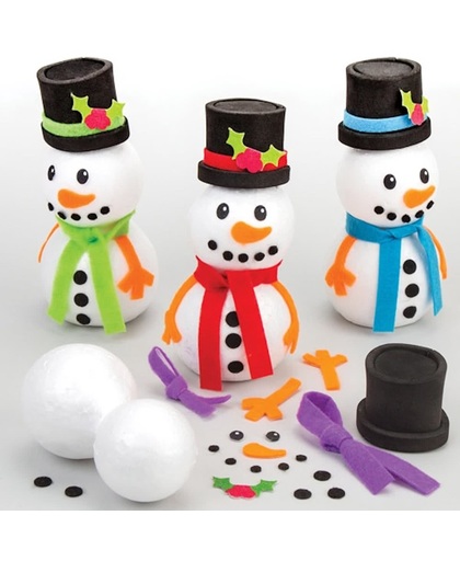 Sets 'Sneeuwpop maken' - Creatieve kerstknutselsets voor kinderen (4 stuks per verpakking)