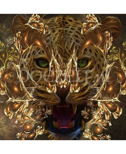 Vurige Luipaard – Diamond Painting 40x40  (Volledige bedekking - Vierkante steentjes)