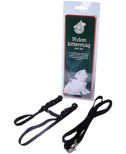 Gebr de Boon nylon kittentuig met lijn zwart
