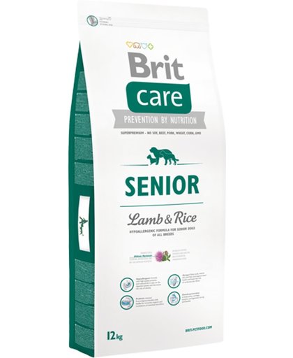 Brit Care Hypo allergeen Senior Hondenvoer - Lam & Rijst - 12 kg + 1 kg