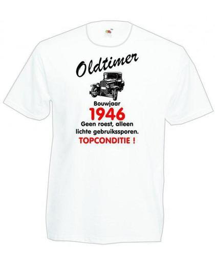 Mijncadeautje heren leeftijd T-shirt wit maat XL - Oldtimer Bouwjaar (geboortejaar) 1946