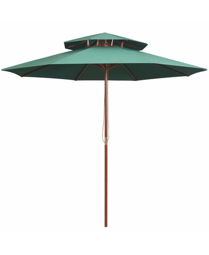 vidaXL Dubbeldekker parasol 270x270 cm houten paal groen