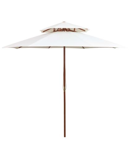 vidaXL Dubbeldekker parasol 270x270 cm houten paal crèmewit
