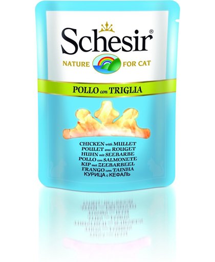 Schesir - Kat - Natvoer - Pouch - Kip & Zeebarbeel - 20 zakjes van 70 gram