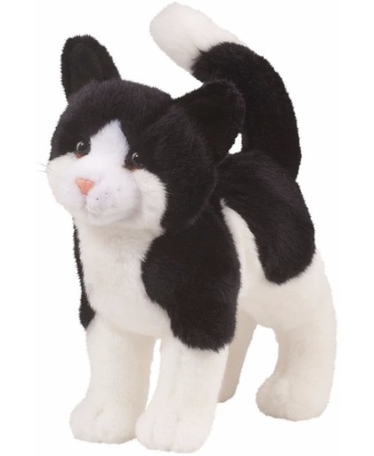 Pluche kat/poes knuffel zwart/wit 30 cm - knuffeldier