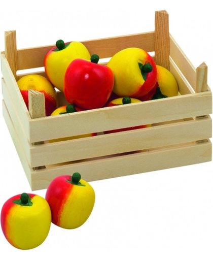 Speelgoed houten appels in kist