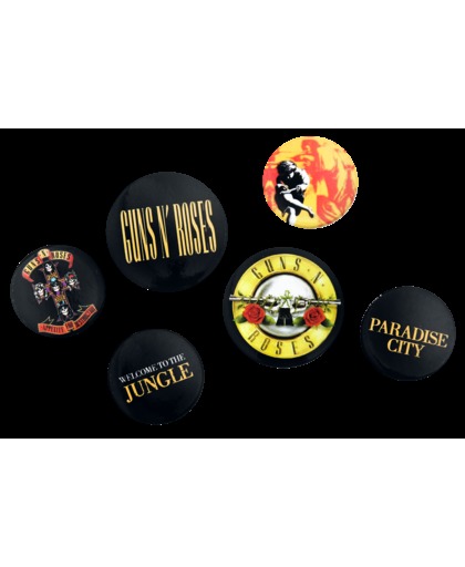 Guns N&apos; Roses Lyrics and Logos Button set meerkleurig