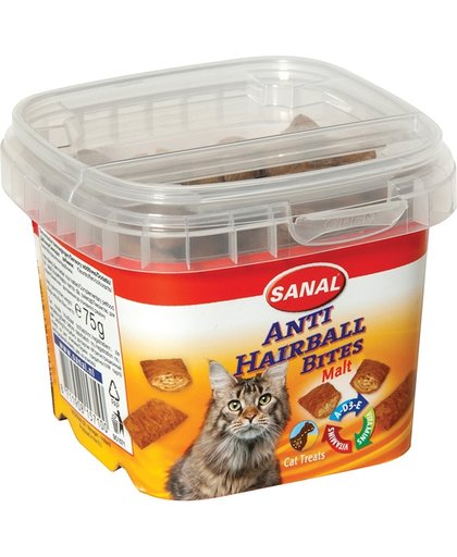 Sanal Anti-Hairball Bites - Kattensnack - 3 x 75 g