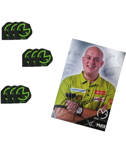 Michael van Gerwen - 3 sets - dartflights - Zwart/Groen met gratis gesigneerde MvG kaart