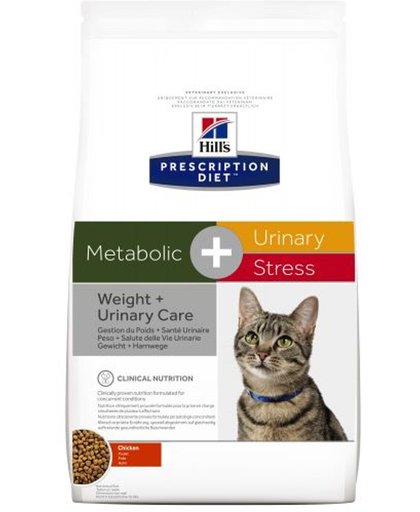 Hill's Prescription Diet Feline Metabolic + Urinary Stress - Kip - Kattenvoer - 4 kg