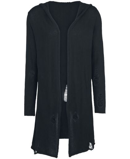 Forplay Knitted Destroyed Cardigan Vest zwart