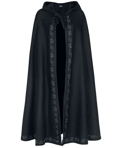 Leonardo Carbone Woollen Cloak with Hand Embroidery Mantel zwart