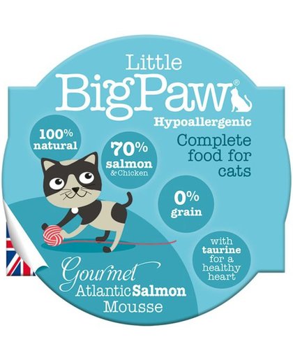 8 x Little big paw gourmet atlantische zalm mousse kattenvoer 85 gr