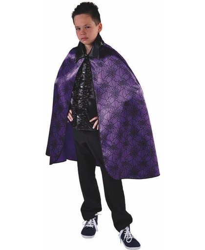 Dracula vampier cape (paars) voor kinderen met spinnenwebben - Halloween kostuum maat 134-140