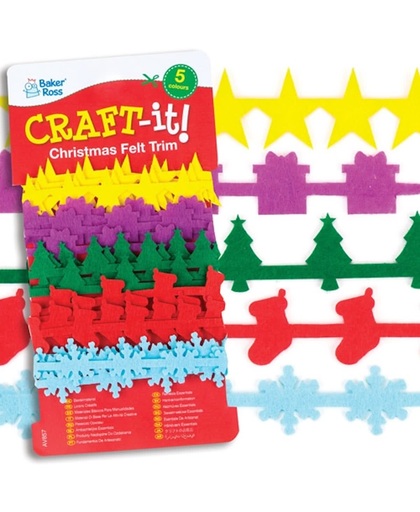 Afwerklint van vilt voor kerstdecoraties voor kinderen om zelf te maken - Creatief kerstspeelgoed voor kinderen (5 stuks per verpakking)