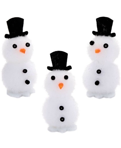 Mini pompon sneeuwpoppen. Leuke kerstcadeautjes voor zakgeldprijzen - Perfect voor in feesttasjes voor kinderen (8 stuks per verpakking)