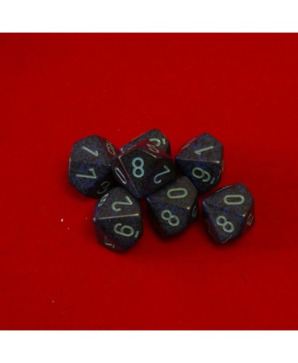 10 Vlakken Tienzijdige Dobbelsteen Speckled Cobalt 16mm Set van 6 stuks