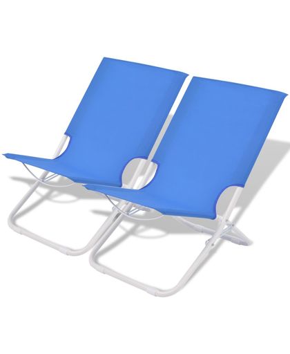 vidaXL Folding Camping/Beach Chairs 2 pcs Blue Steel 48x60x62 cm
