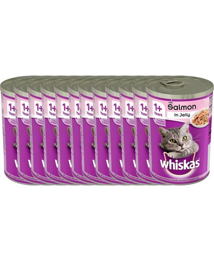 Whiskas Zalm in gelei - Kattenvoeding - 12 x 390gr - Voordeelverpakking