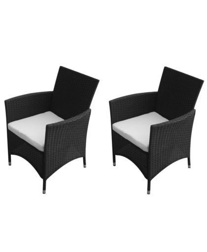 vidaXL Garden Chair Set 2 pcs Poly Rattan Black
