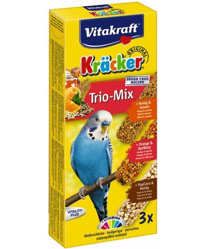Vitakraft Parkiet Kracker 3 stuks Honing&Sinasappel&Popcorn