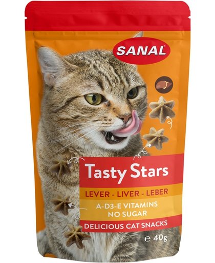 Sanal - Kattensnack - Lever - Tasty Stars - 12 x 40 gram