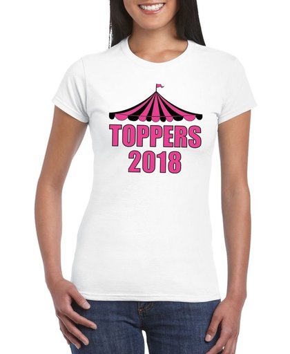 Toppers 2018 shirt wit met roze letters voor dames - Toppers dresscode 2018 M