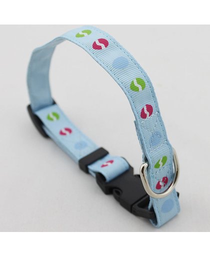Honden halsband blauwe met print - M halsband 28-36 cm